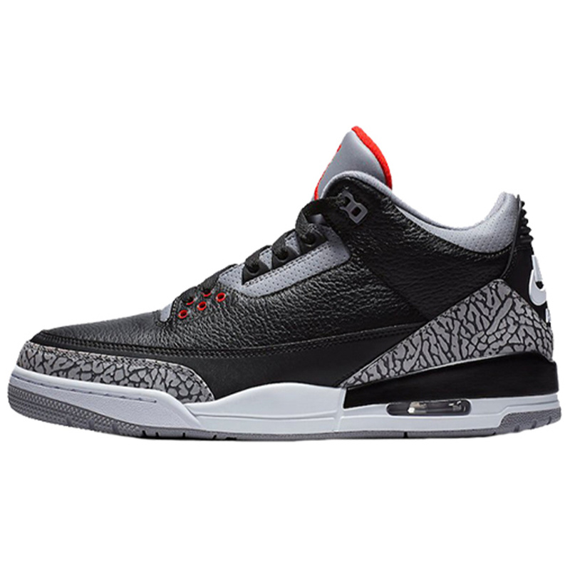 Jordan Air Jordan 3 retro black cement 潮流 中帮 复古篮球鞋