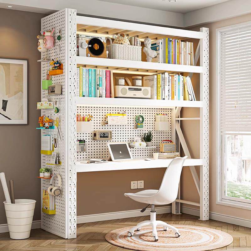Bookshelf desk integrated shelf computer desk liftable e-sports desk student with hole plate storage rack workbench