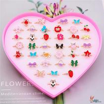 Childrens Ring Oil Cute Cartoon Gift Box Set Girls Ring Bracelet Adjustable Ring Ring Ring Cartoon