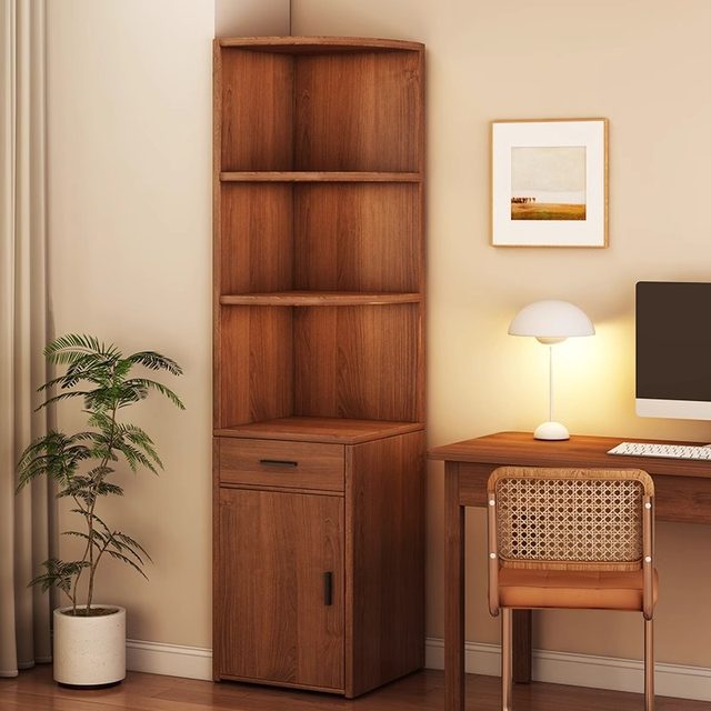 Corner cabinet corner storage rack triangle cabinet retro style household living room storage cabinet corner wall corner cabinet bookcase