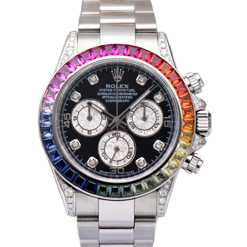 Authentic [9.8 New] Rolex Daytona 116520 Custom Rainbow Automatic Mechanical Watch for Men, Popular Model