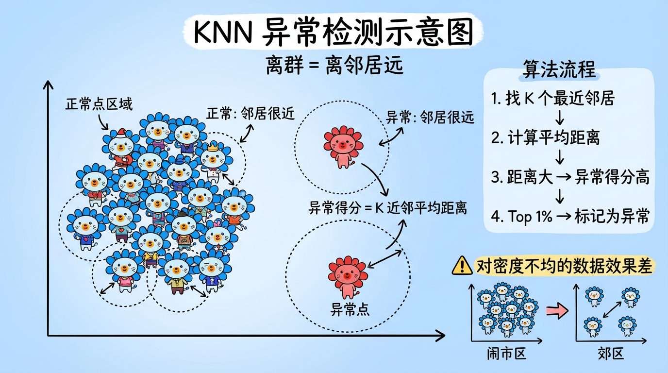 KNN 异常检测示意图