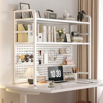 Desktop storage rack hole board bookshelf table storage shelf student desk two-layer iron simple office organization