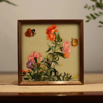 Purely handmade Suzhou embroidered walnut night light box set Wealth and Flowers Bloom New Chinese style home decoration ornaments and gifts