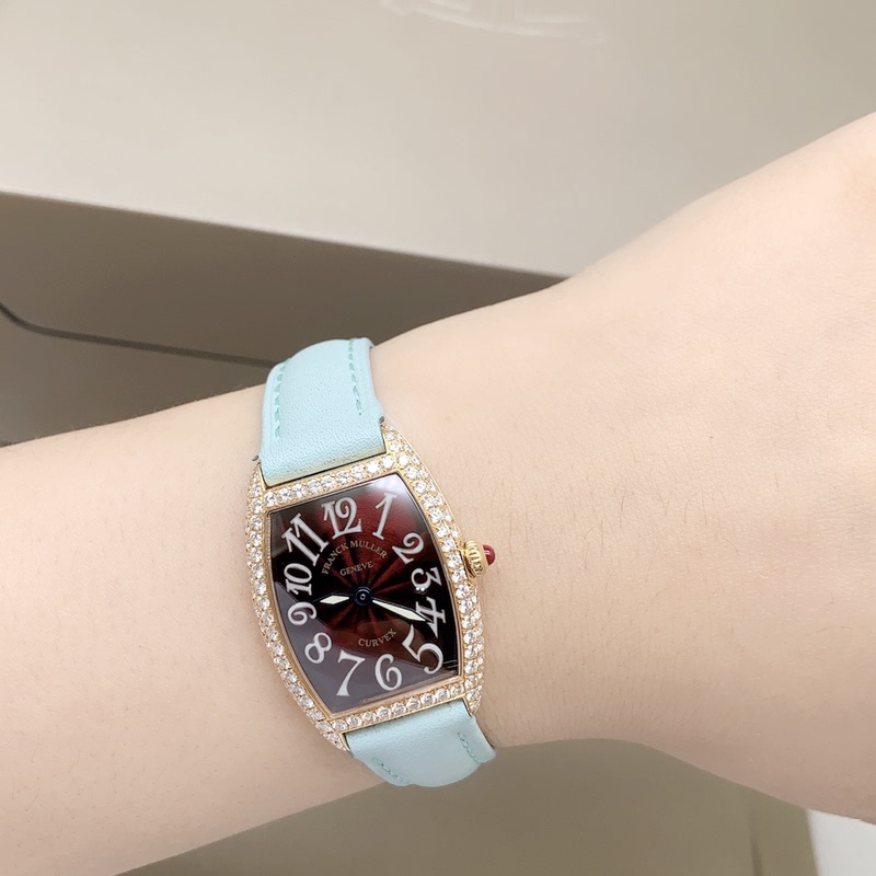 9.8 New Franck Muller/Fm Watch for Women 1752 Stainless Steel Barrel-Shaped Original Diamond-Encrusted Quartz Movement Watch for Women Genuine