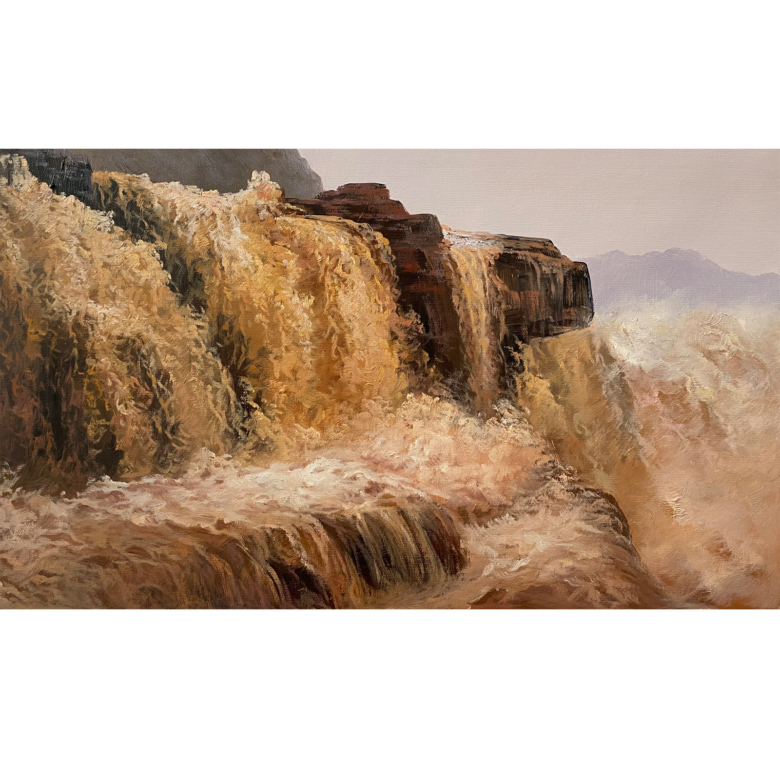 Tong Derecorded Kettle Mouth Waterfall > Realistic Cloth Surface Oil Painting Living Room Bedroom Decoration Painting Collection Pure Hand Painting