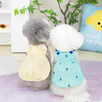 Spring and summer new home fashion cute shoulder strap polka dot skirt cross-border straight hair small and medium dog pet clothing