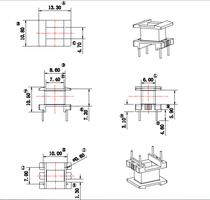 Baxon skeleton transformer inductance ee16 vertical 2 2 pin pitch 7 row pitch 10 7x10-3