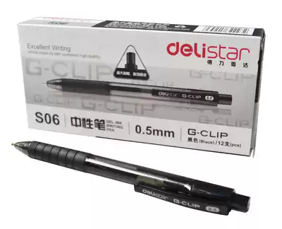 Deli deli stationery S06 Imported push-action automatic gel pen with 0 5mm water-based pen refill signature pen wholesale