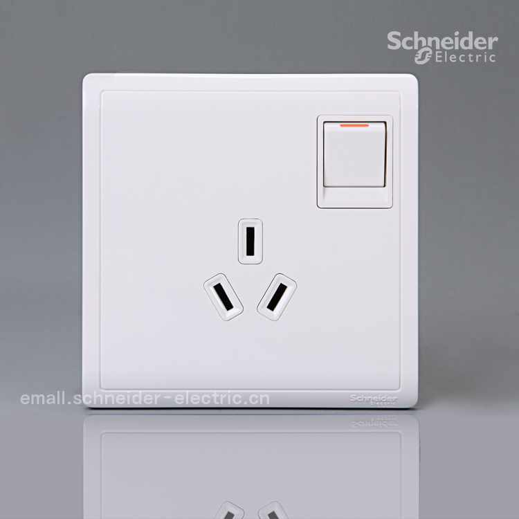 Schneider Fengshang series authorized one open with protective door 16A three-pole air conditioning socket (white)