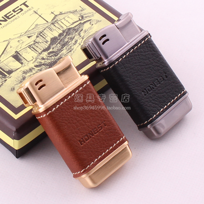 HONEST Baicheng BCZ084 Saibao brushed open fire pipe special gas lighter random face
