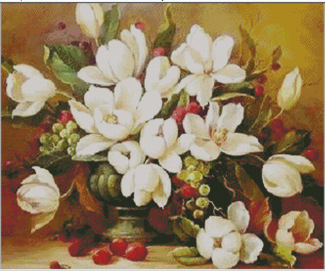 Hu Lili Cross Stitch DMC Kit Gardenia Blossom Large Version Oil Painting With 3D 5D Precision Printing Cloth