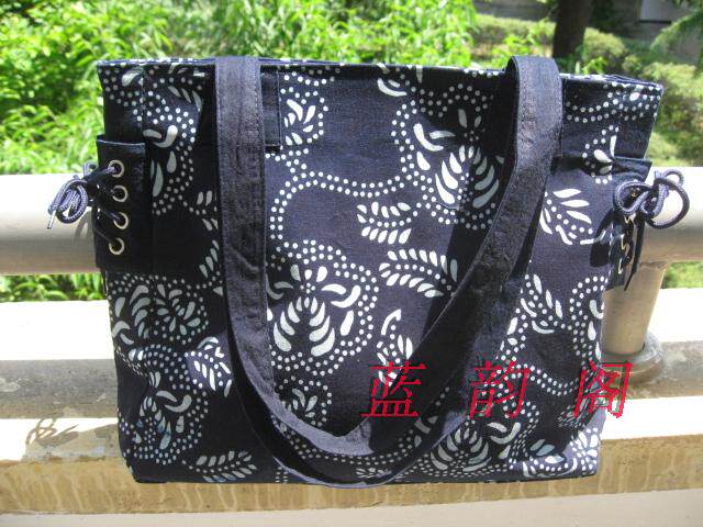 Hot Sales Blue Yun Bag Blue Stamp Cloth Drawing Decoration Single Shoulder Bag Cotton Pack(color random)