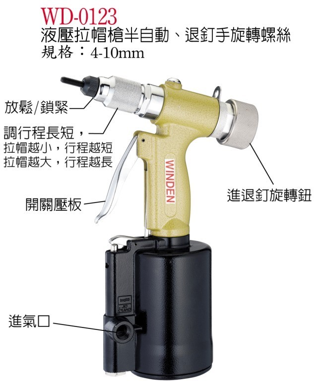 Taiwan Steady Tine pneumatic tool WD-0123 hydraulic pull cap gun semi-automatic denting hand screwing screw-Taobao