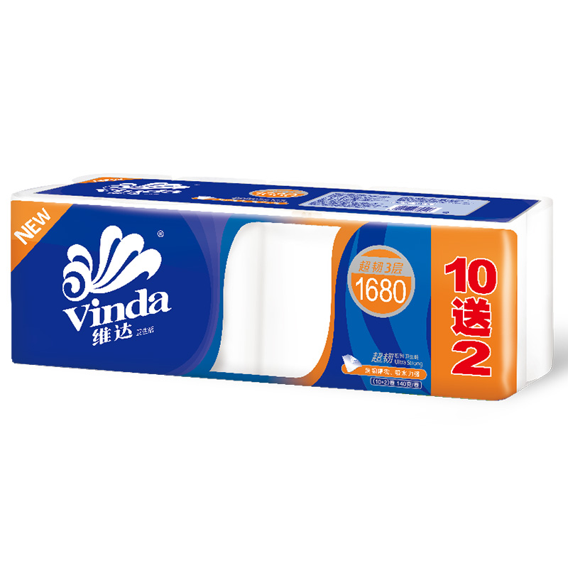【天猫超市】维达超韧系列无芯卫生纸巾3层140g12卷卷纸（长卷）