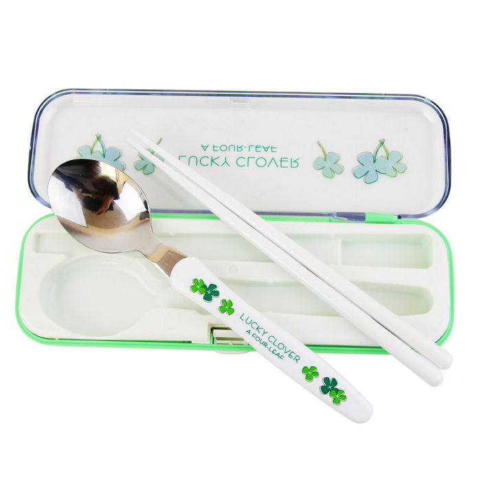 Japan imported travel portable tableware spoon and fork set table spoon chopsticks set boxed dust-proof tableware