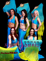 Neilos open bin price belly dance true silk fan long silk fan lake blue gradient yellow 1 5m * metres * 0 9m