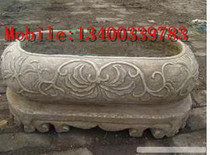 Stone Carved Flower Pot Marble Fish Tank Green Stone Made Old Fish Tank Green Stone Fish Tank Courtyard Decoration 086