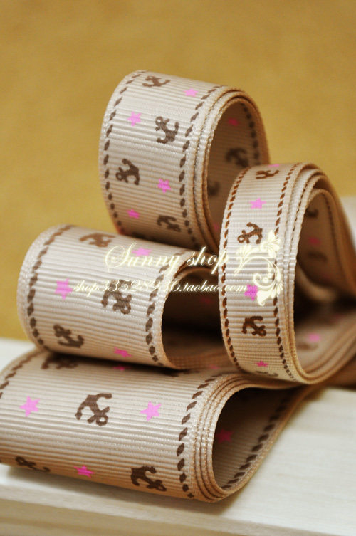 Khaki sea anchor navy ribbed webbing printed webbing DIY handmade material HB121031004