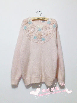 ເສື້ອຢືດ Retro vintage double layer crochet retro sweater Yu Kurai