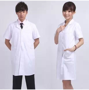 Half-sleeve white male and female hedwear workwear short-sleeved doctor sweatshirt white coat of isolation