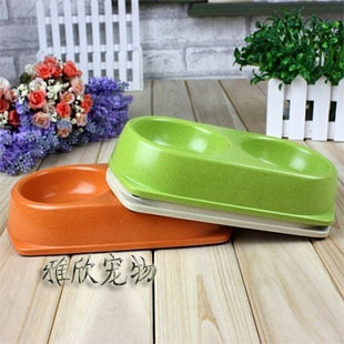 Popo Dog Bowl Pet Environmentally friendly bamboo dog bowl quartet double bowl resistant high temperature dog basin