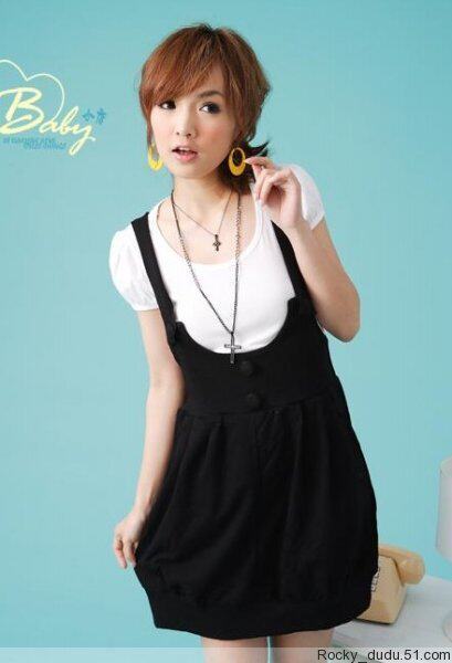 New large size playful cute suspenders skirt spring autumn winter fashion skirt black custom