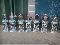 Blue and white glaze red export porcelain seven treasures mysterious Buddhist seven treasures