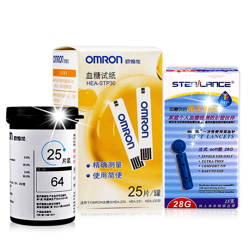 欧姆龙血糖仪试纸HEA-STP30 用于230/231/232 25片家用带针批号新