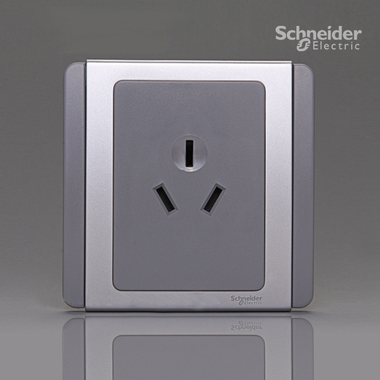 Schneider switch Qisheng socket panel E3000 silver ash 16A tri - flat plug