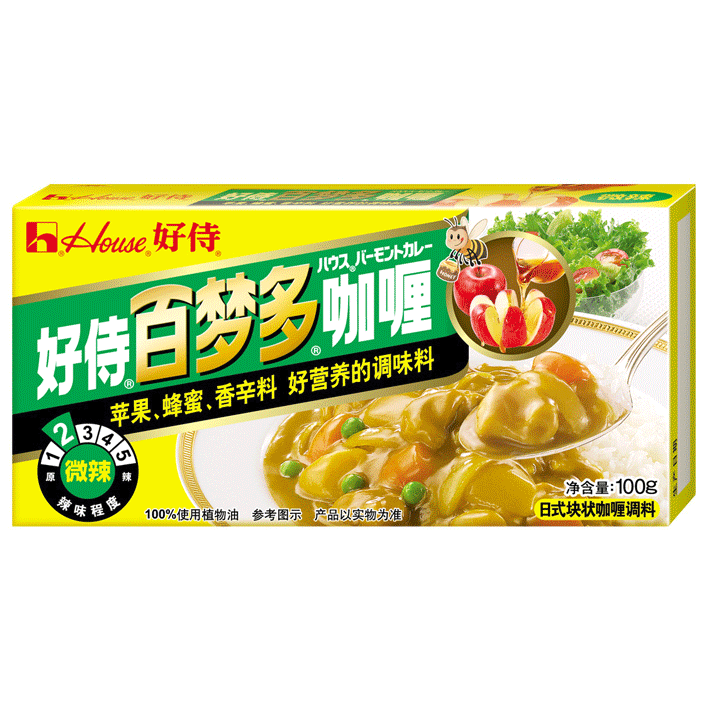 【天猫超市】好侍 百梦多咖喱 微辣2号 100克 house块状咖喱
