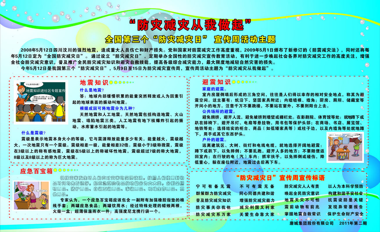 669海报印制展板素材984防灾减灾日宣传周专栏地震避险知识