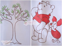 Original new cartoon Pooh bear childrens curtain bedroom fabric foreign trade finished product half curtain European style door curtain bay window cover