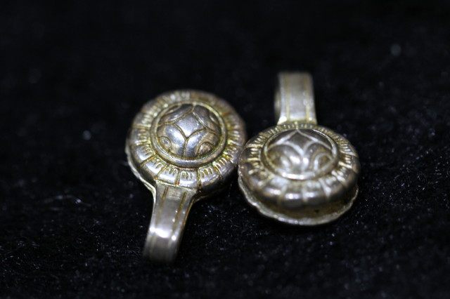 925 silver made of old Tibetan Buddhist pearl accessories French wheel card clip length of 2 2cm