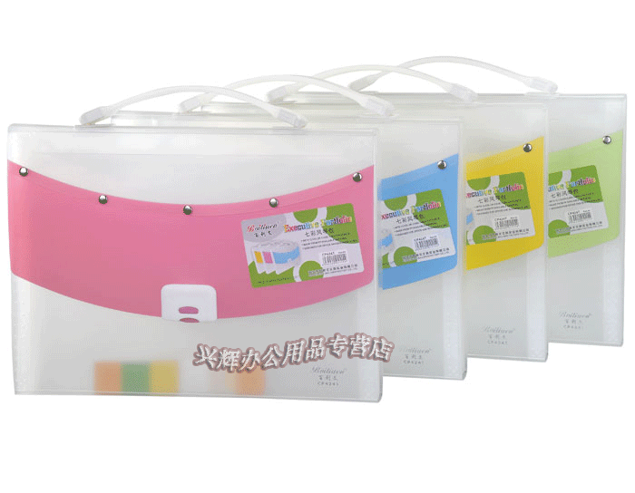 B-CP424T file bag A4 colorful transparent accordion bag information bag briefcase