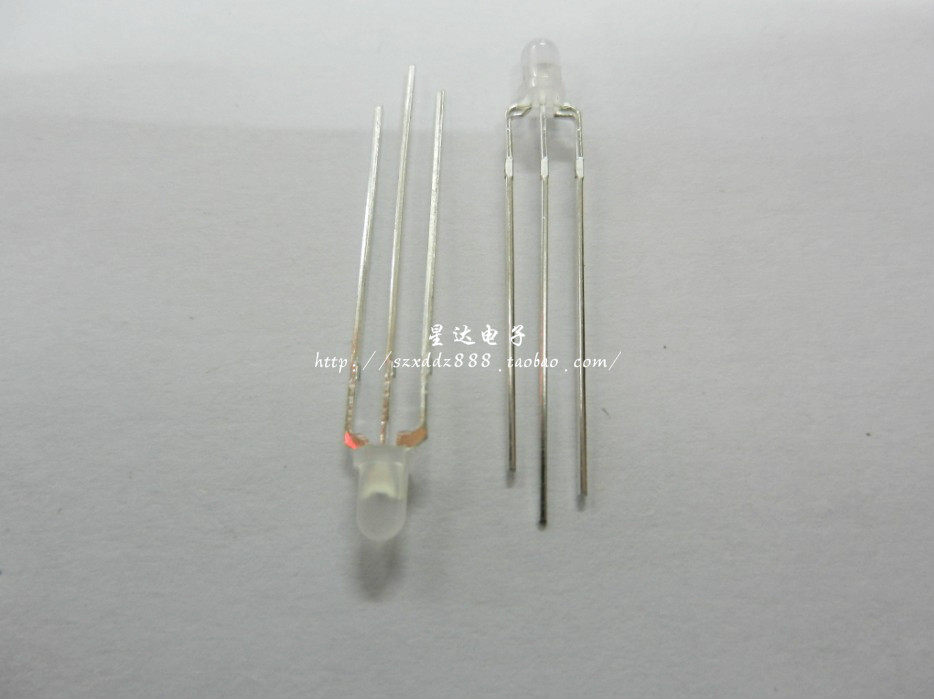 3MM red and blue two-color light mist 3-pin common anode and common cathode light-emitting diode LED lamp beads - Taobao