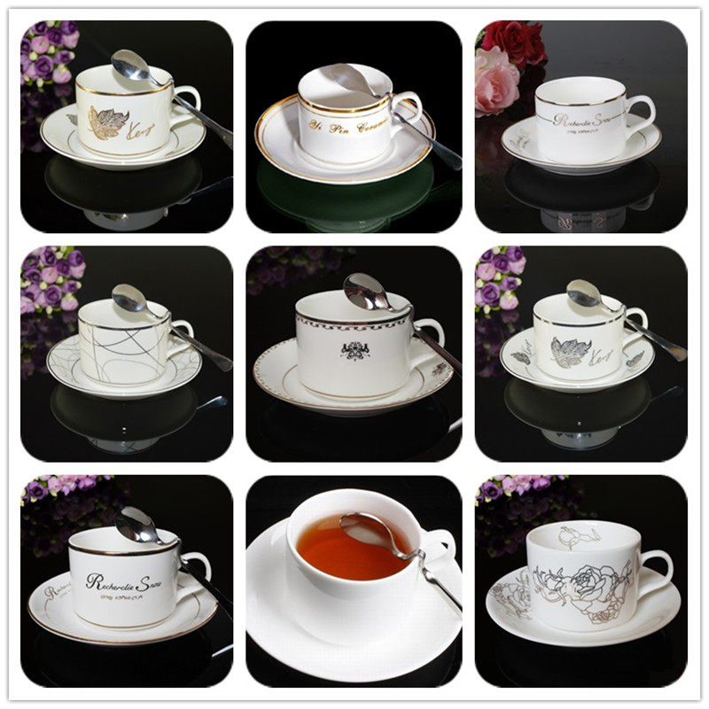 European-style bone china coffee cup set Phnom Penh ceramic coffee cup and saucer with spoon three-piece set can be customized logo