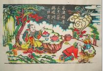 State-level intangible cultural heritage collection gift clear version Wuqiang woodcut new year a tea crane avoid smoke