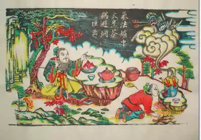 National Intangible Cultural Heritage collection gifts good products Qing edition Wuqiang woodblock New Year painting cooking tea crane to avoid smoke