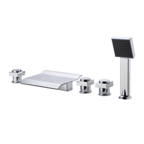 Copper table bathtub faucet split faucet waterfall five-hole five-piece set of sixteen-inch faucet 1042