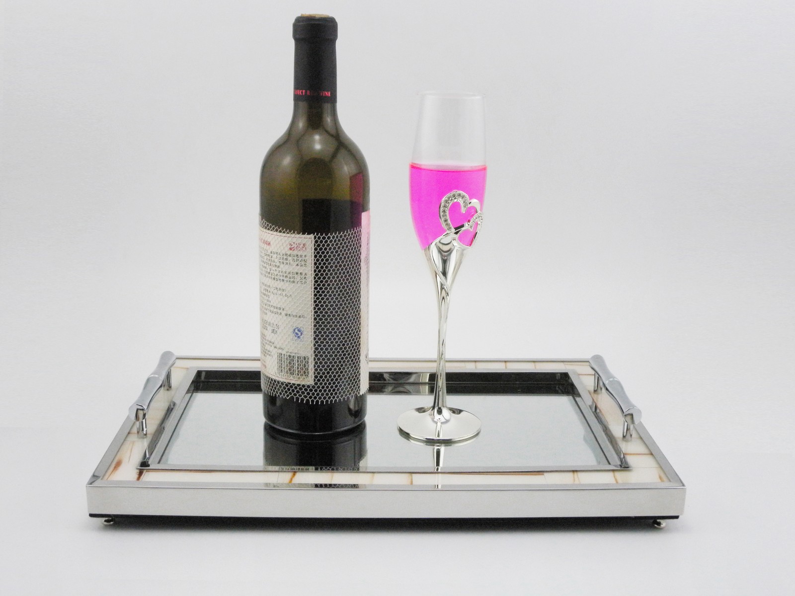 White Beef Bone and Horn Tray Rectangular Mirror Stainless Steel Home Decoration Decoration Table