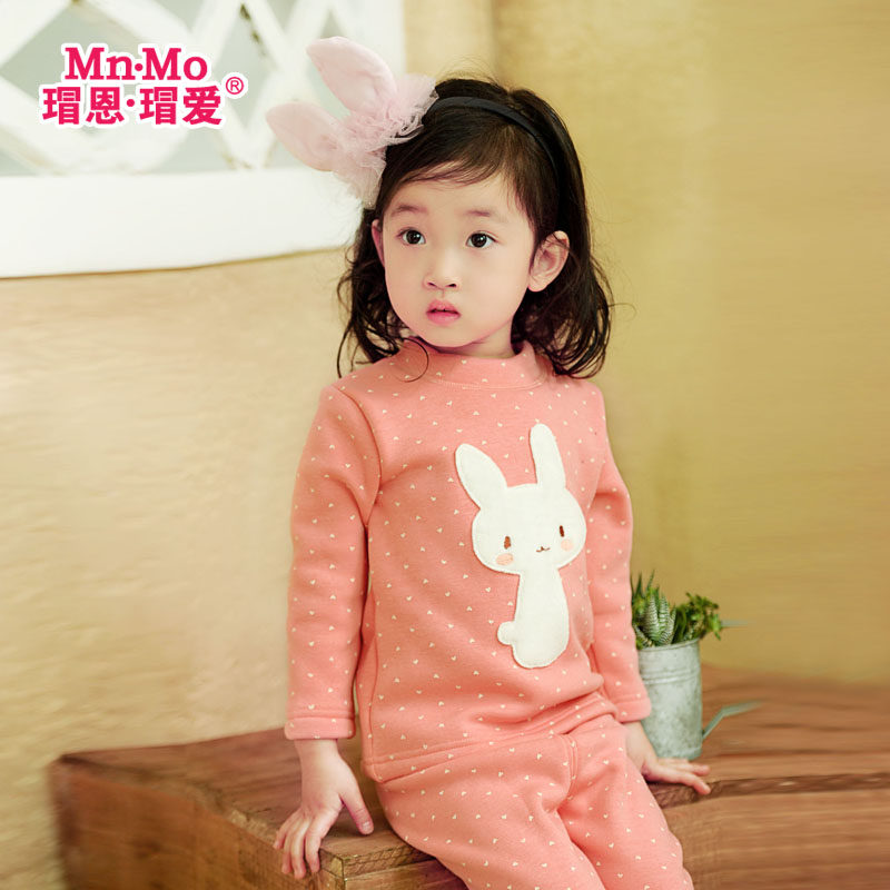 清仓瑁恩瑁爱童装女童中大童加绒加厚儿童保暖黄金绒内衣套装