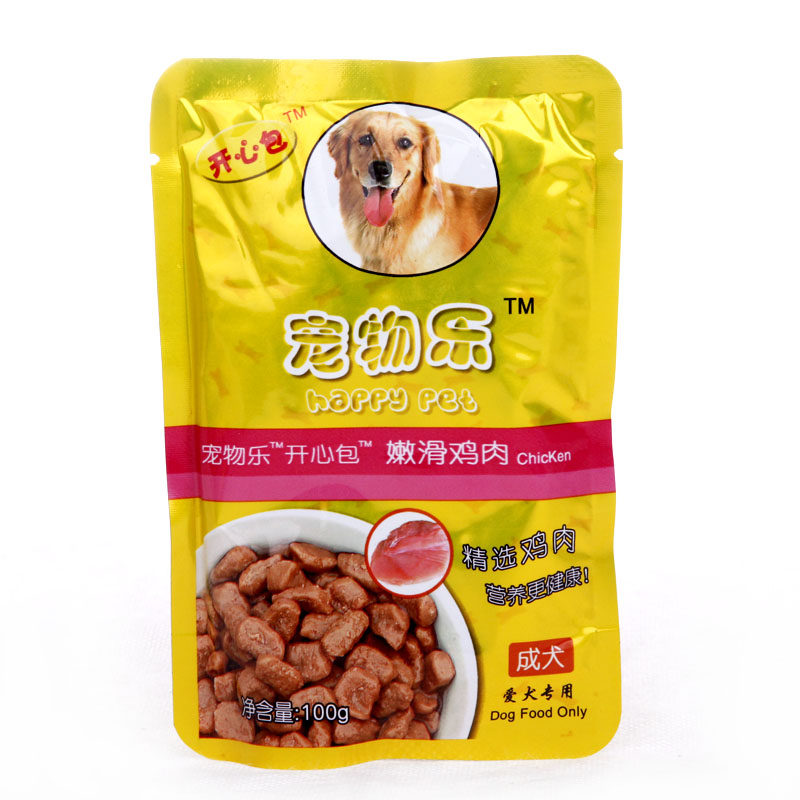 Pet Lewet Grain Soft Canned Dog Snacks Dog Meat Bag Happy Bag Tender Slip Chicken 100g Dog Food