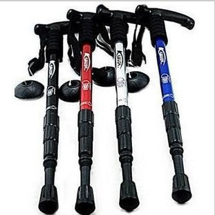 6061 Aluminum Alloy Four Sections Mountaineering Cane Bend Handle Mountaineering Cane Elderly scepter