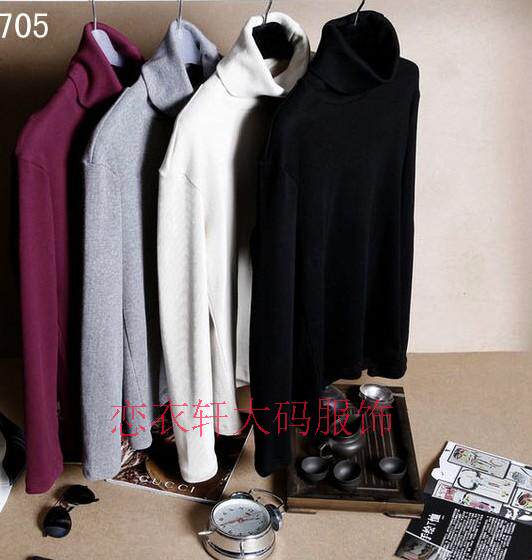 Spring promotion new men's pure cotton plus fat plus size long-sleeved high-necked T-shirt bottoming shirt multi-color optional