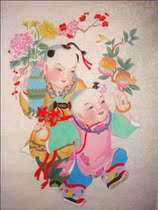 National intangible cultural heritage collection gift best gift Yang Liuqing annual painting half-printed four seasons peace