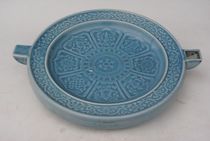 Qing Qianlong sky green glaze export porcelain Buddha eight treasure pattern temperature plate