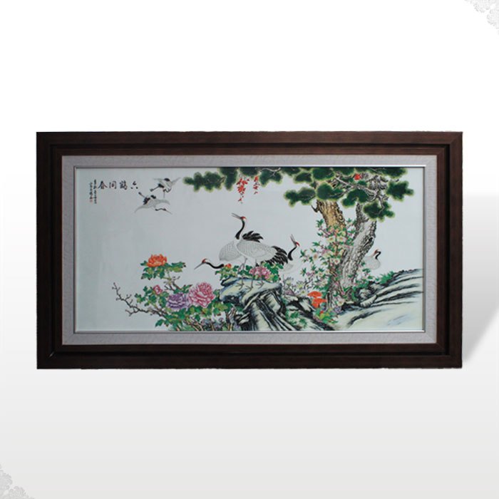 Offered home - cooked in jingdezhen hand - made archaize of famille rose porcelain plate painting decoration furnishing articles 【 six cranes with spring collection