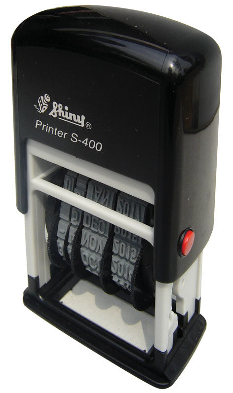 Sony S-400 date printed back ink seal Tipping Bucket Seal in English and Chinese Digital customizable Content Size