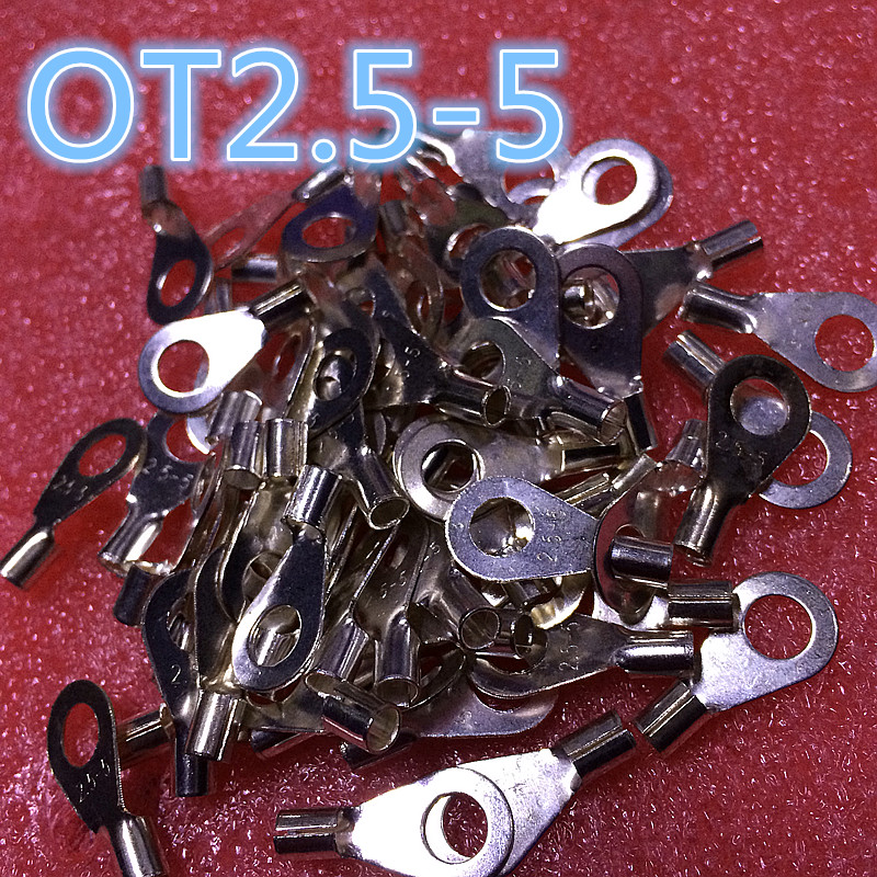 A large amount of pure copper silver-plated OT2 5-5 round bare terminal cold-pressed terminal copper wire lug connection copper terminal
